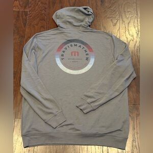 Travis Mathew Mens Gray Long Sleeve Lightweight Logo Performance Hoodie XXL NWOT